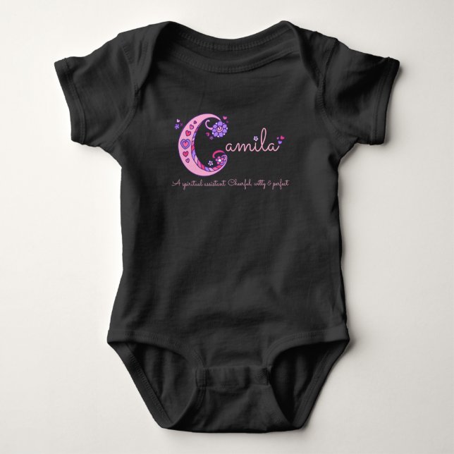 Body Camila filles nom et sens C monogramme bébé romper (Devant)