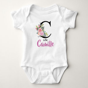 Body Camille Nom Baby Outfit Lettre C Romper Floral