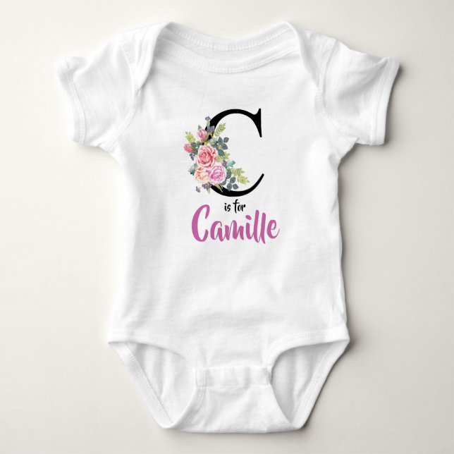 Body Camille Nom Baby Outfit Lettre C Romper Floral (Devant)