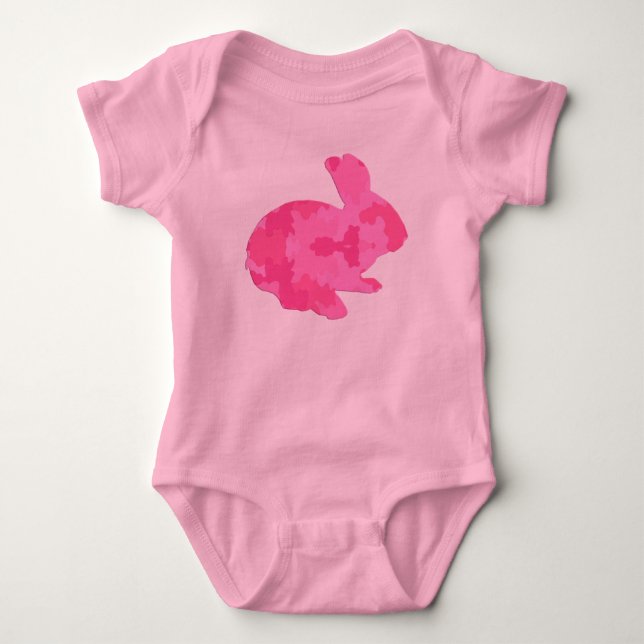 Body Camouflage rose Silhouette Lapin de Pâques Creeper (Devant)