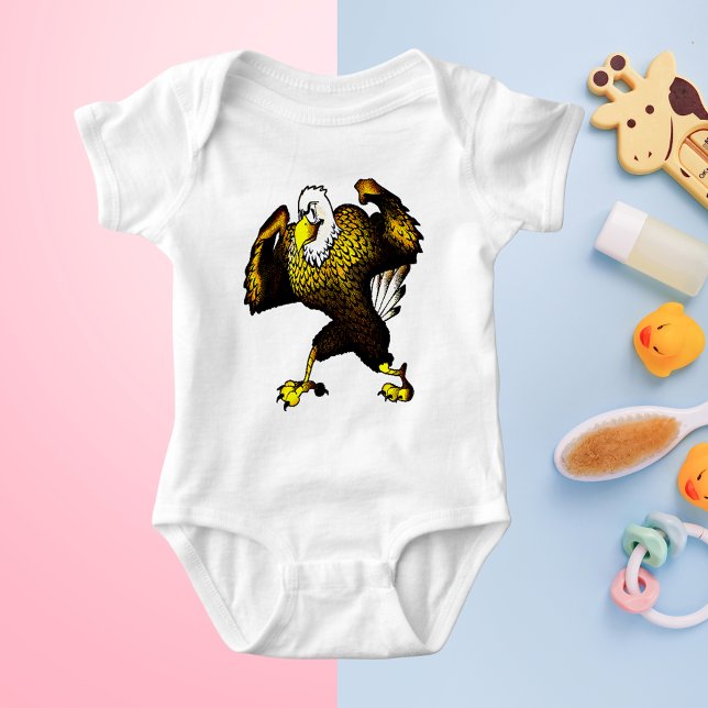 Body Caricature Combattre l'aigle (Cartoon Fighting Eagle Baby Bodysuit)
