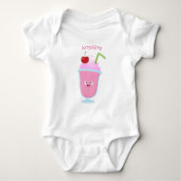 Caricature de crème glacée de fraise mignonne