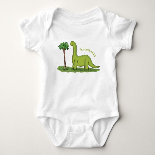 Body Caricature de dinosaure de brontosaurus vert migno (Devant)