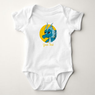 Body Caricature de dragon bleu pour bébé