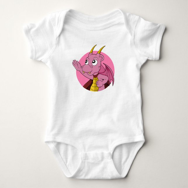 Body Caricature de dragon rose pour bébé (Devant)