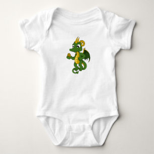 Body Caricature de dragon vert Baby Bodysuit