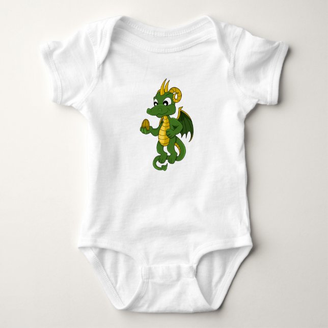 Body Caricature de dragon vert Baby Bodysuit (Devant)