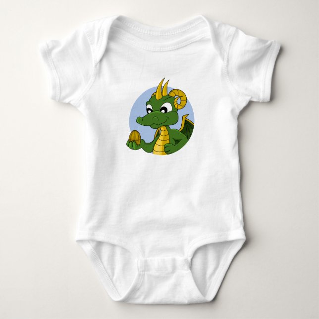Body Caricature de dragon vert pour bébé (Devant)