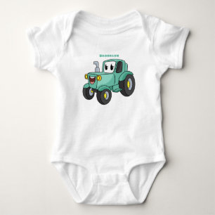 Body Caricature joli tracteur vert joyeux