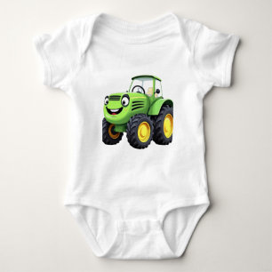 Body Caricature joli tracteur vert joyeux