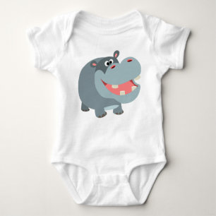 Body Caricature mignonne souriante Hippo Baby Bodysuit
