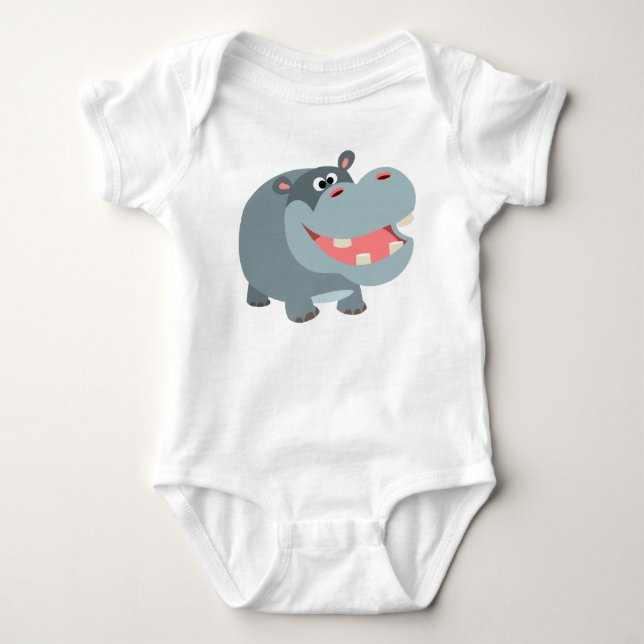 Body Caricature mignonne souriante Hippo Baby Bodysuit (Devant)