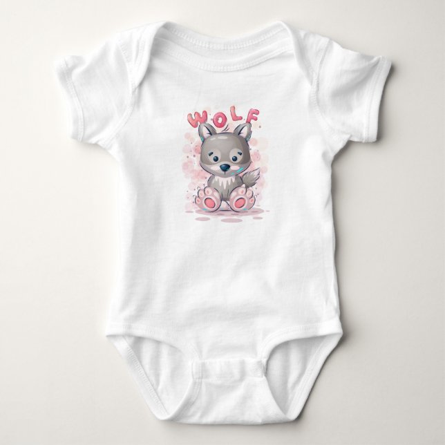 Body Cartoon de loup mignon (Devant)