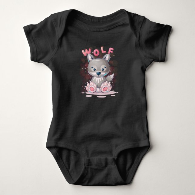 Body Cartoon de loup mignon (Devant)