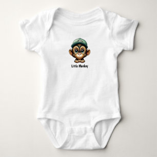 Body Casquette vert sur mignon Dessin de bébé singe
