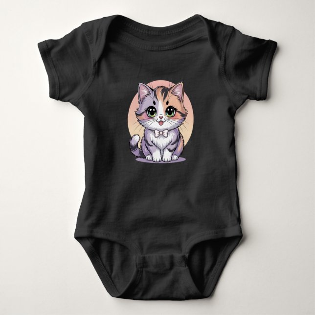 Body  Cat Baby Bodysuit Cute Kitten Green Eyes Infant (Devant)
