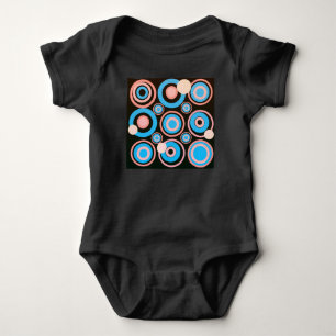 Body Cercles rétro Coral de fête Turquoise Noir