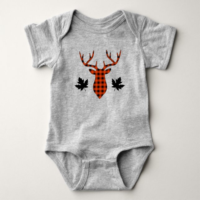 Body Cerf Buck Érable Feuille Plaid Buffalo Rouge (Devant)