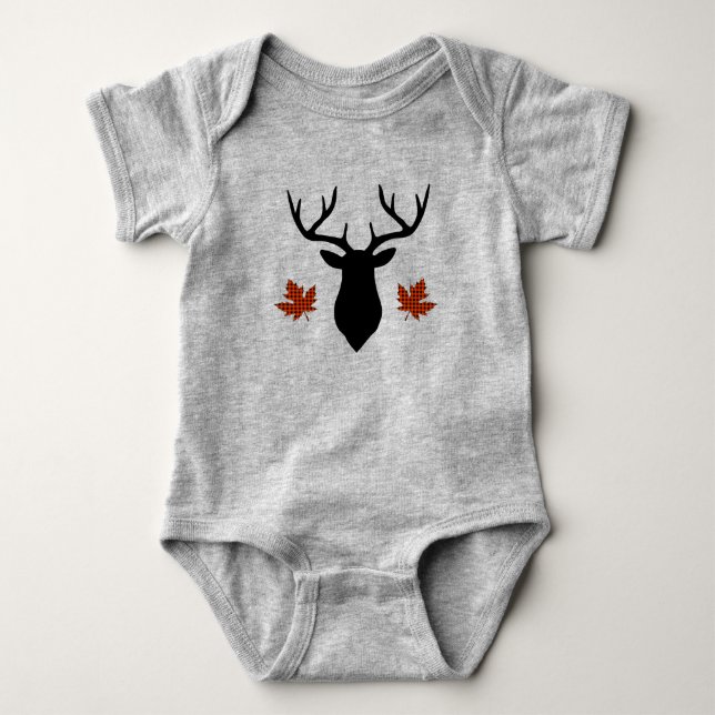Body Cerf Buck Érable Plaid Buffalo Rouge Feuille (Devant)