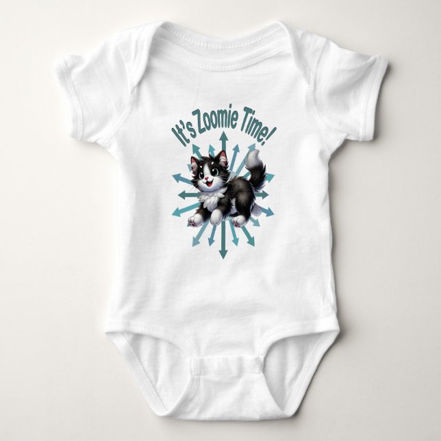 Body C'est Zoomie Time Cute Black & White Cat (Devant)