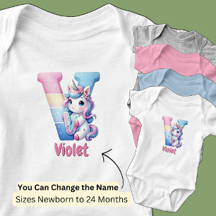 Body Changer le nom Joli Rose Bleu Lettre V Licorne