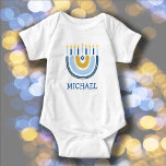 Body Chanukah Cute Personalized Menorah Rainbow  Baby B<br><div class="desc">Personalize this Baby's First Chanukah Rainbow Menorah Chanukah. Hanukkah Baby Bodysuit. The popular Rainbow design that flips over to become a cheerful Hanukkah/ Chanukah menorah on the Reverse is sure to make everyone smile! This adorable gift is a fun way to celebrate a new baby and the Holiday of Hanukkah....</div>