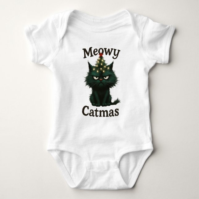 Body Chat de Noël Meowy humeur maussade (Devant)