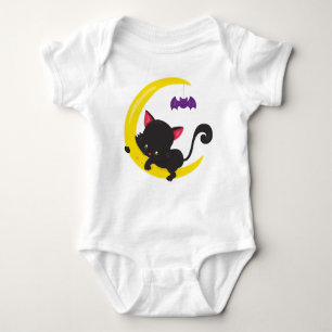 Body Chat d'Halloween, Chat mignon, Chat noir, Lune, Ch