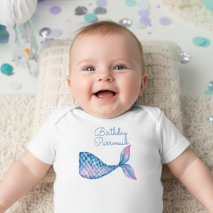 Body Chat mermaid d'anniversaire aquarelle bébé