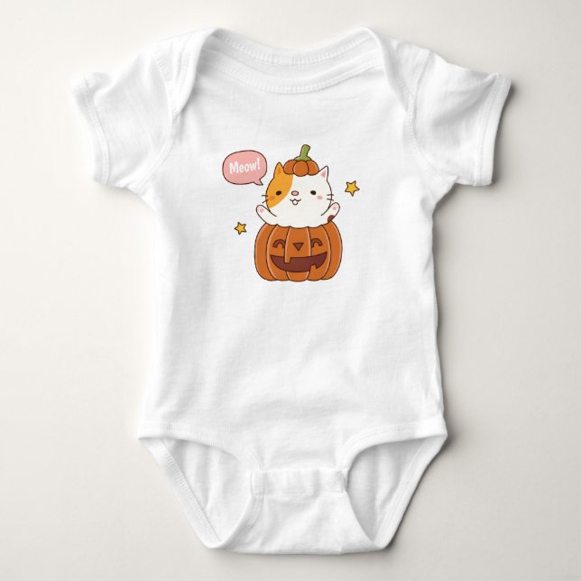 Body Chat mignon dans une citrouille sculptée Halloween (Devant)