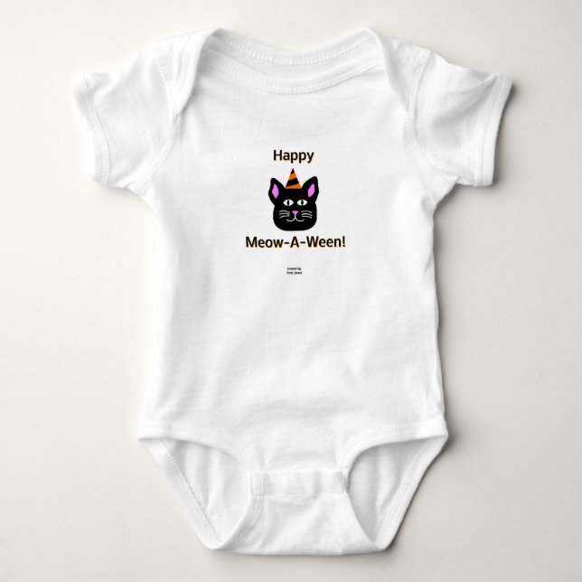 Body Chat noir Meow-A-Ween Baby Jersey Bodysuit (Devant)