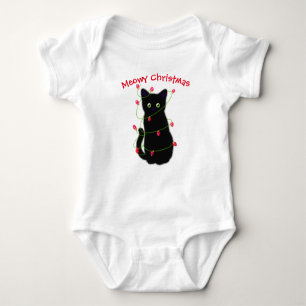 Body chat noir   Meowy Christmas   lumières scintillant