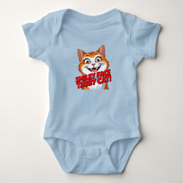 Body Chat Tabby Visage Sourire !!! BodySuit pour bébé (Devant)