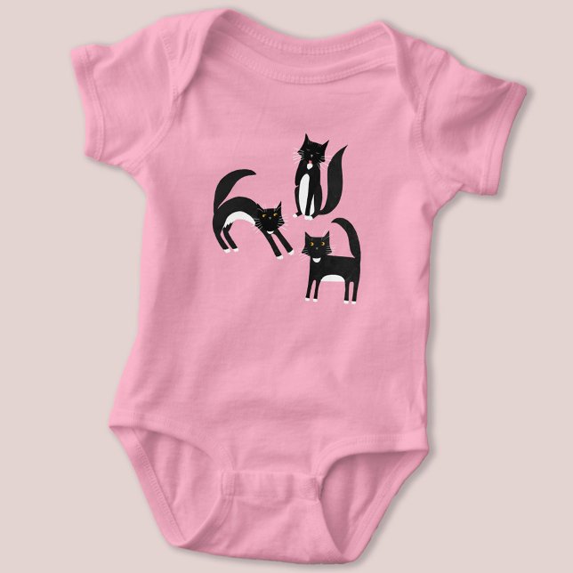 Body Chat Tuxedo noir et blanc (Black and white Tuxedo Cat baby bodysuit)