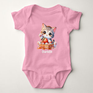 Body Chaton Mignon Rose Pastel avec Gaufres Dessert