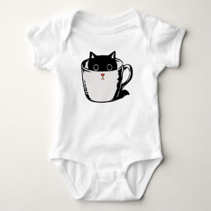 Body Chaton noir avec nez rouge caché dans une tasse
