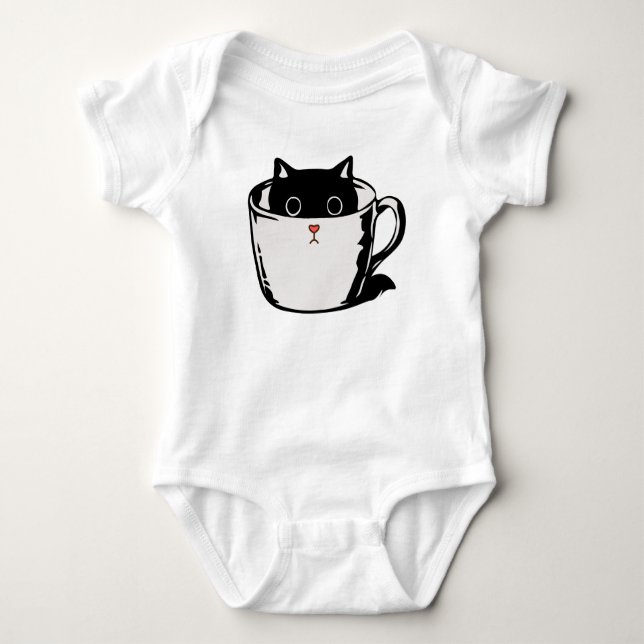 Body Chaton noir avec nez rouge caché dans une tasse (Devant)