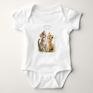 Body Chatons mignons aquarelle fleurs