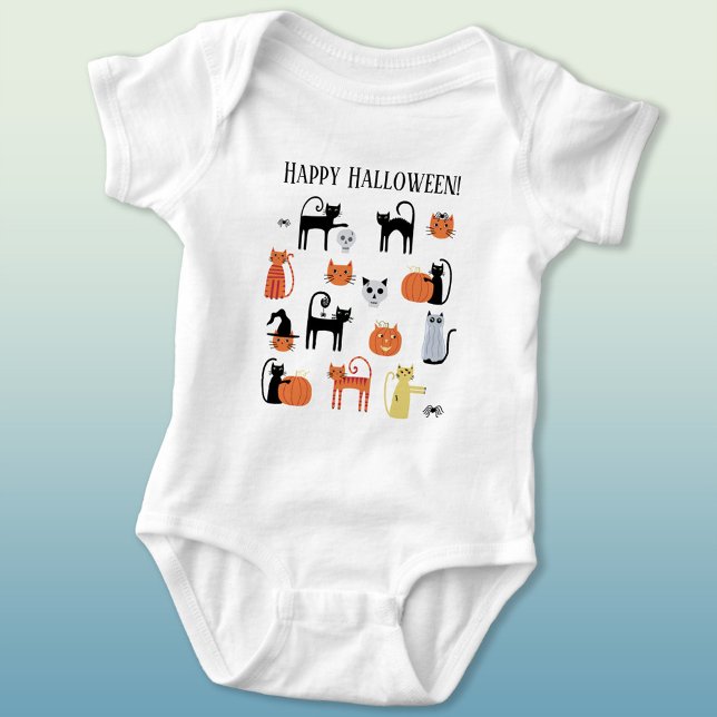 Body Chats d'Halloween Éffrayants (Happy Halloween fun cat baby bodysuit)