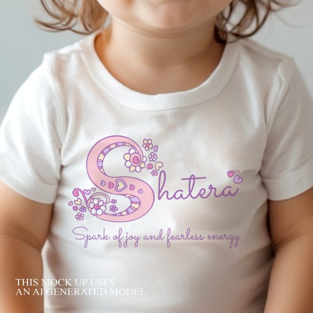 Body Chemise avec monogramme S et nom de fille Shatera  (Créateur téléchargé)