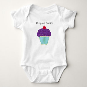 Body Chemise bébé cerise cupcake violet joliment givré