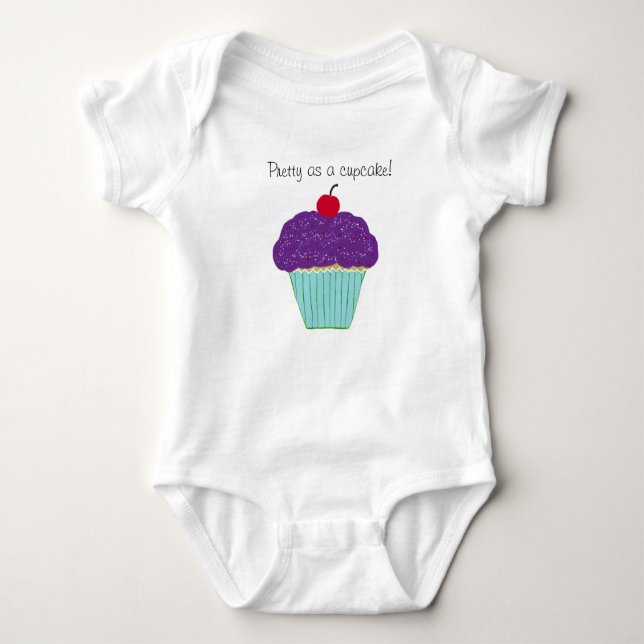 Body Chemise bébé cerise cupcake violet joliment givré (Devant)