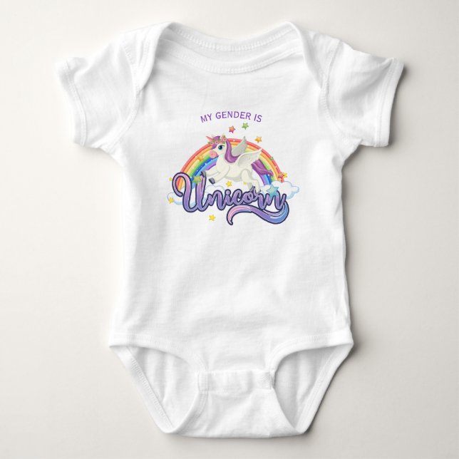 Body Chemise bébé licorne arc-en-ciel Creeper (Devant)