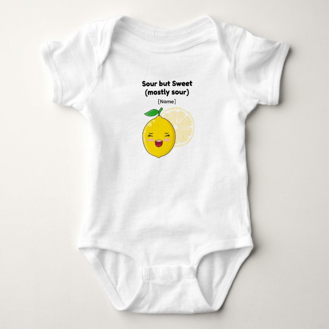 Body Chemise bébé mignonne "Acide mais sucré" Citron (Devant)