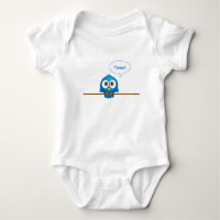 Chemise bleue de bébé de bande dessinée d'oiseau