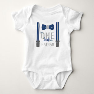 Body Chemise d'anniversaire Mr ONEderful en bleu et gri