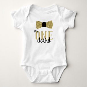 Body Chemise d'anniversaire Mr ONEderful en noir et or 