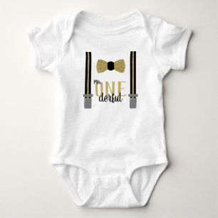 Body Chemise d'anniversaire Mr ONEderful en noir et or 