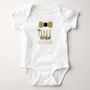 Body Chemise d'anniversaire Mr ONEderful en noir et or 