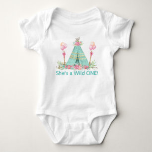 Body Chemise de 1er anniversaire Fille Sauvage Une Tipi